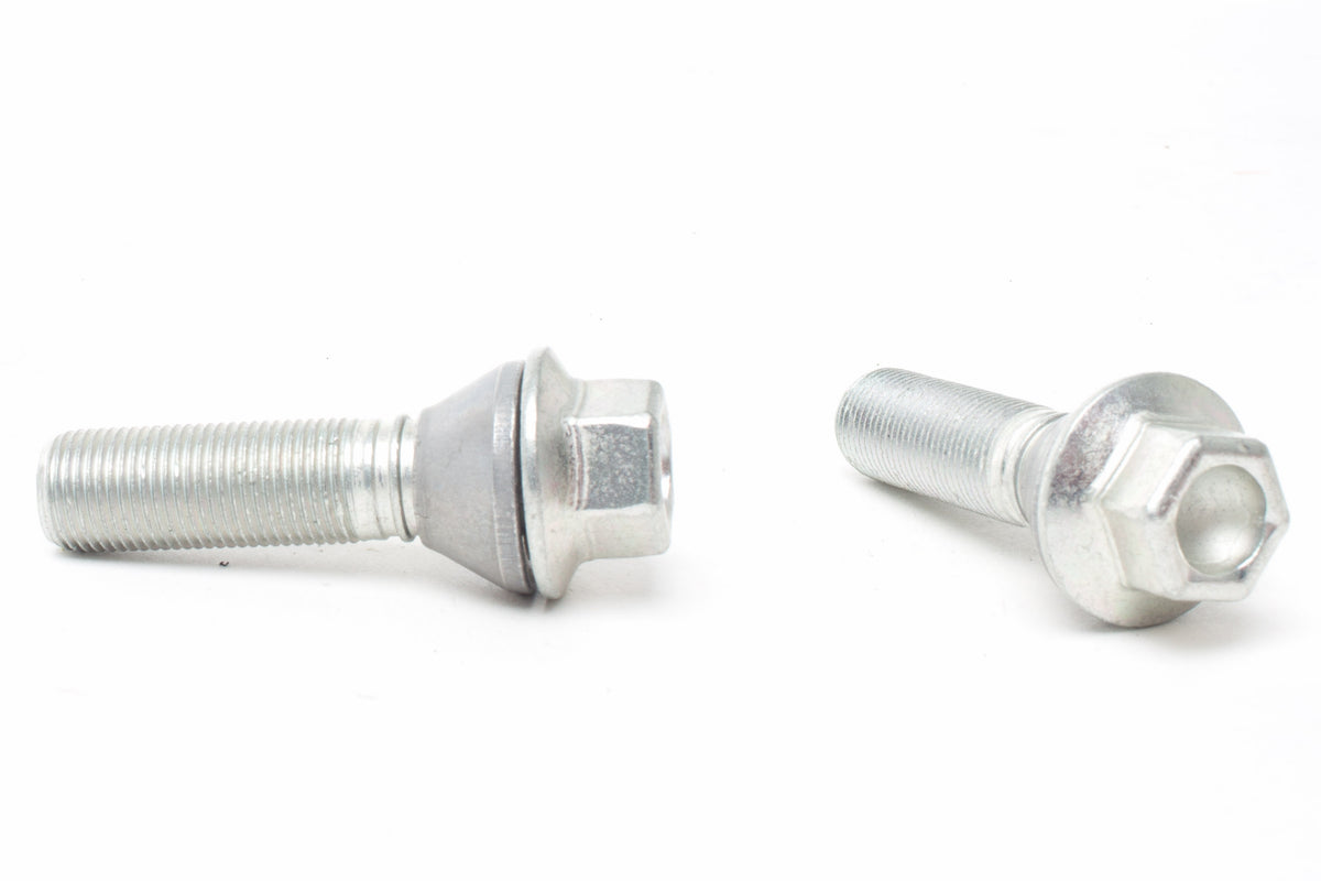 H&R wheel bolts, M14 x 1.25, 60° movable taper seat, 17mm hex, silver