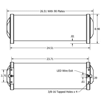Universal Air Acrylic RGB Air Tank dimensions drawing