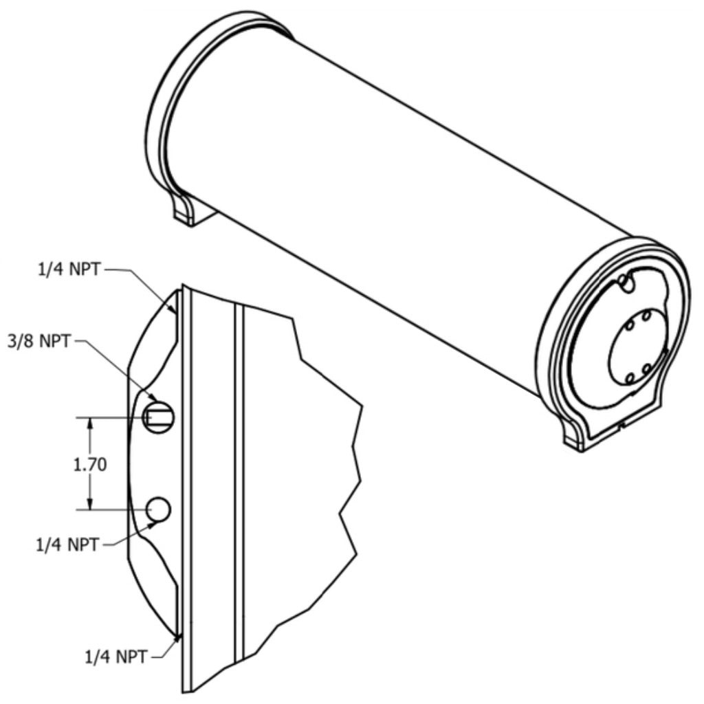 Universal Air Acrylic RGB Air Tank dimensions drawing, second view