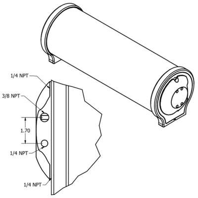 Universal Air Acrylic RGB Air Tank dimensions drawing, second view
