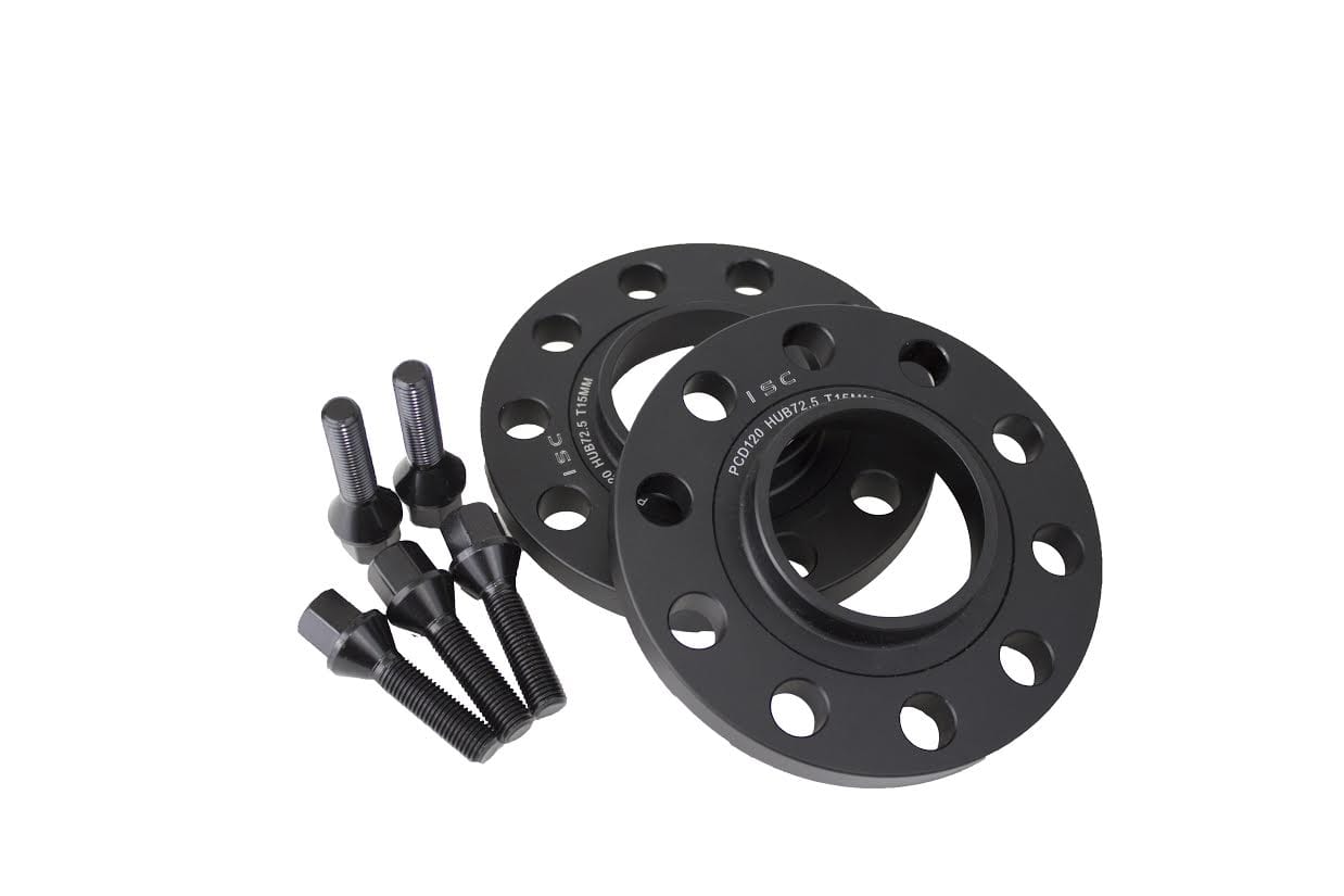 ISC Suspension 15mm Wheel Spacers - 5x120 (72.5 Hub Bore) Bolt Pattern, Black (Pair) ISC-WSBMW15B