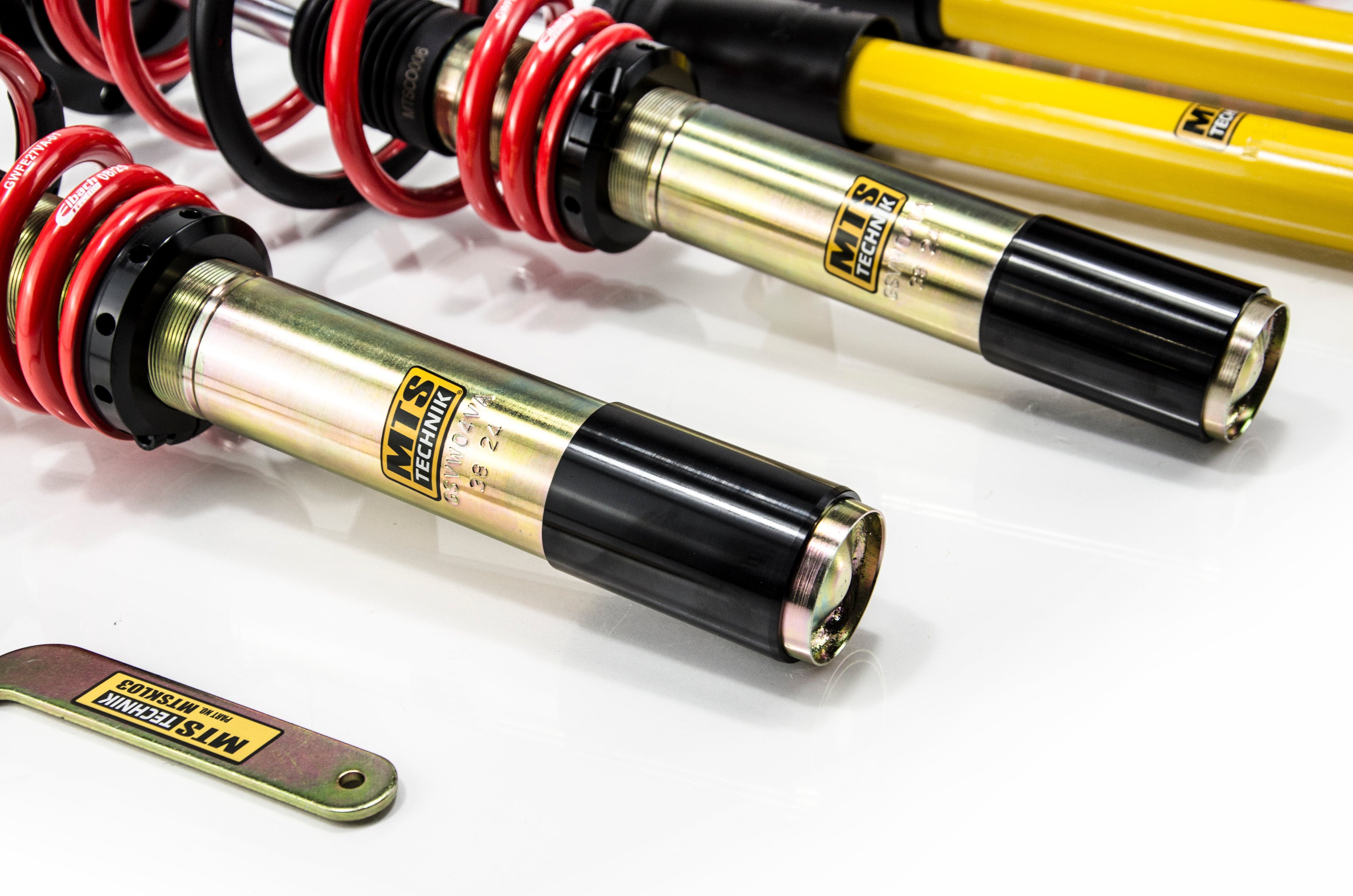 MTS Technik Stance Series Coilover Kit - With Front Axle Top Mount, Gold Housing, Torsion Beam for 2011-2019 Volkswagen Beetle (A6) MTSGWVW106-S