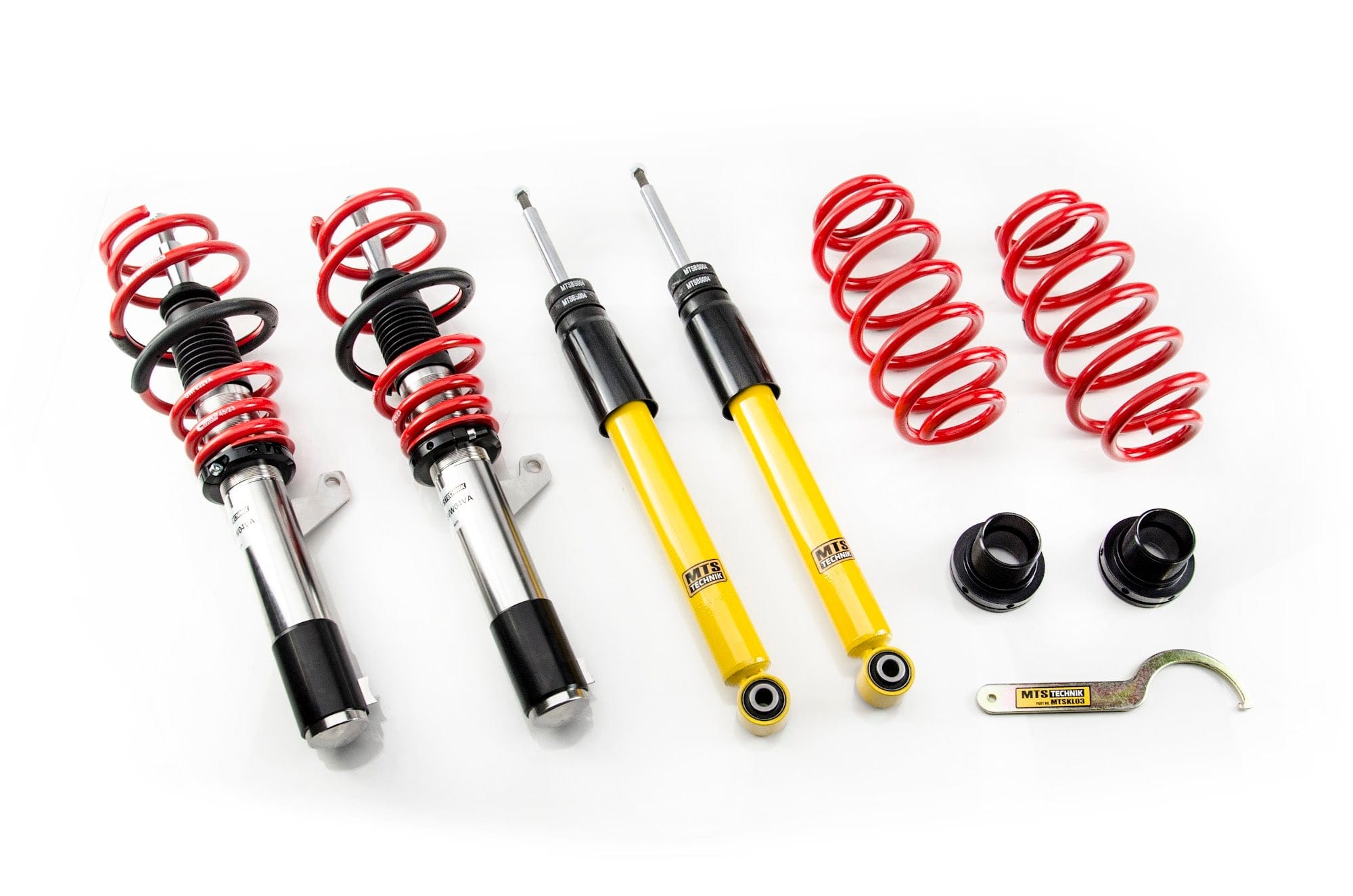MTS Technik Street Series Suspension Coilover Kit (w/o Front Top Mount, 32 N/mm Front Main Spring Rate) for 2004-2009 Volkswagen Rabbit (A5) XMTSGWVW30