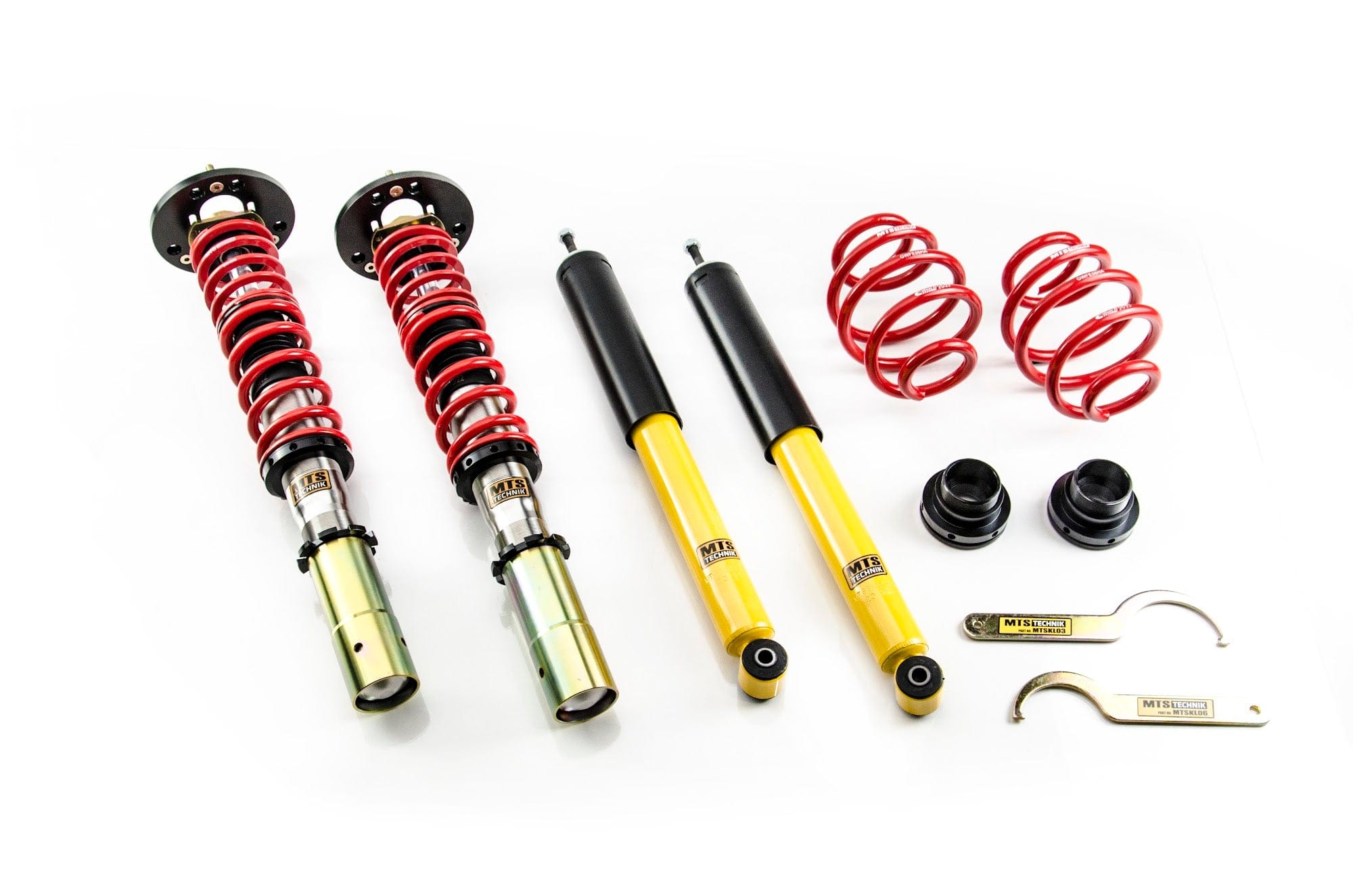 MTS Technik Street Series Suspension Coilover Kit (w/o Rear Top Mount, Inox Housing< 45mm Strut) for 1985-1993 BMW 325i (E30) XMTSGWBM15