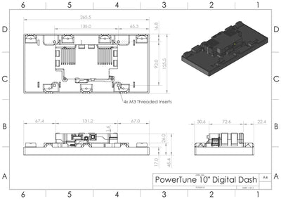 Powertune Digital Ultrawide Dash PTD-DASH10-GPS