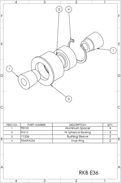SPL Parts Rear Spherical Knuckle Bushing Kit - 2001-2005 BMW 325i (E46) SPL RKB E36