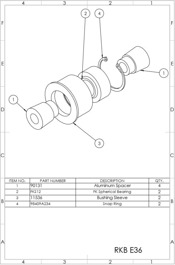 SPL Parts Rear Spherical Knuckle Bushing Kit - 2001-2005 BMW 325i (E46) SPL RKB E36