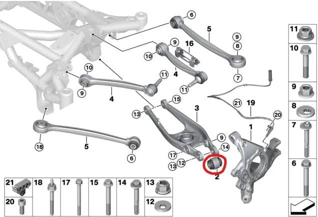 SPL Parts Rear Spherical Lower Control Arm Bushing Set - 2012-2015 BMW 335i (F30) SPL RLCB E9X