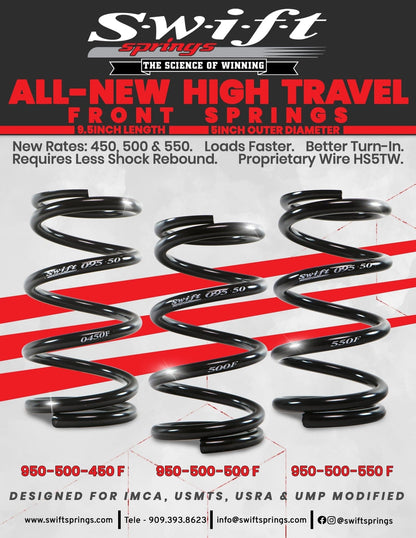 Swift Springs Standard Conventional High Travel Front Springs - OD: 5" / Length: 9.5"