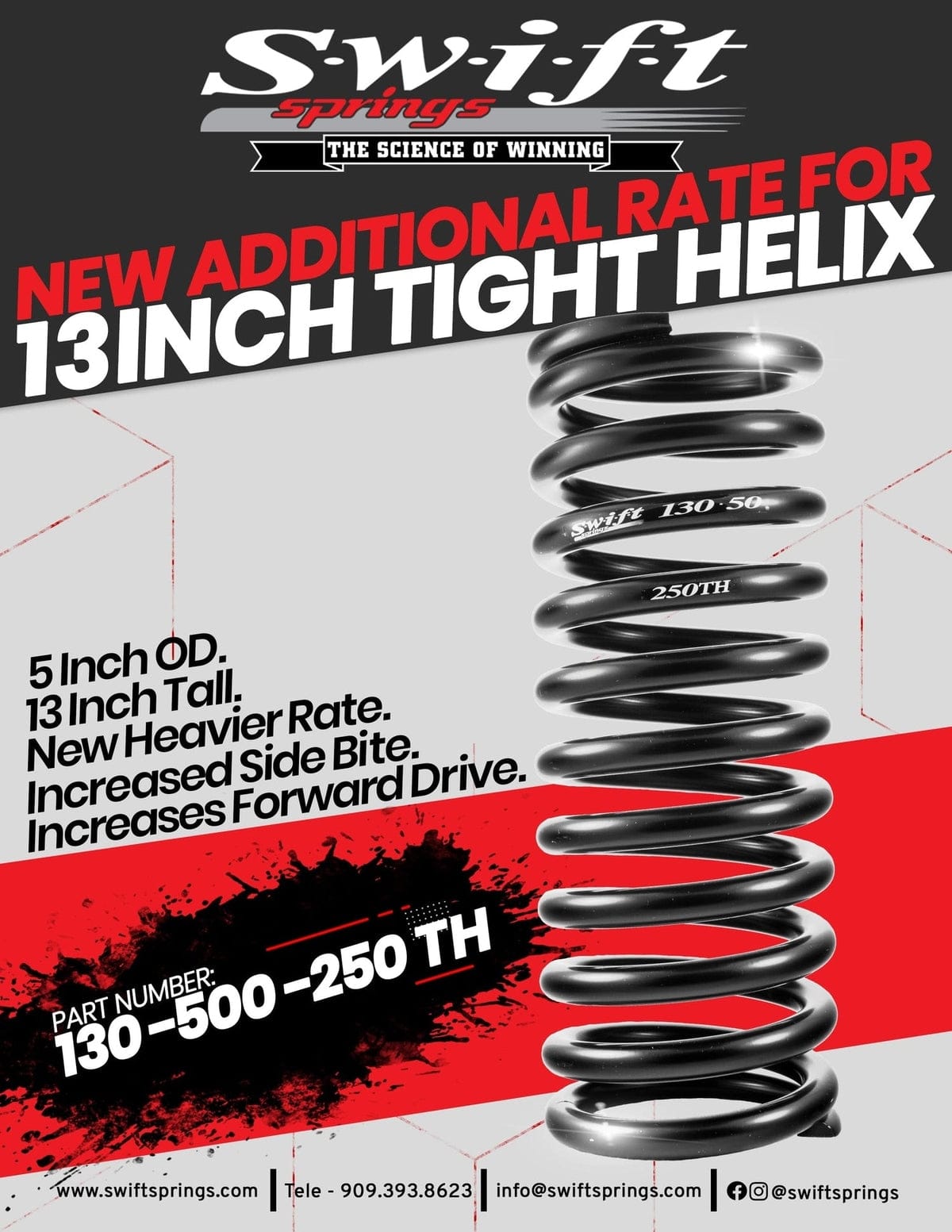 Swift スプリング 130mm 12k Swift Springs Standard Conventional Tight Helix Spring - OD: 5