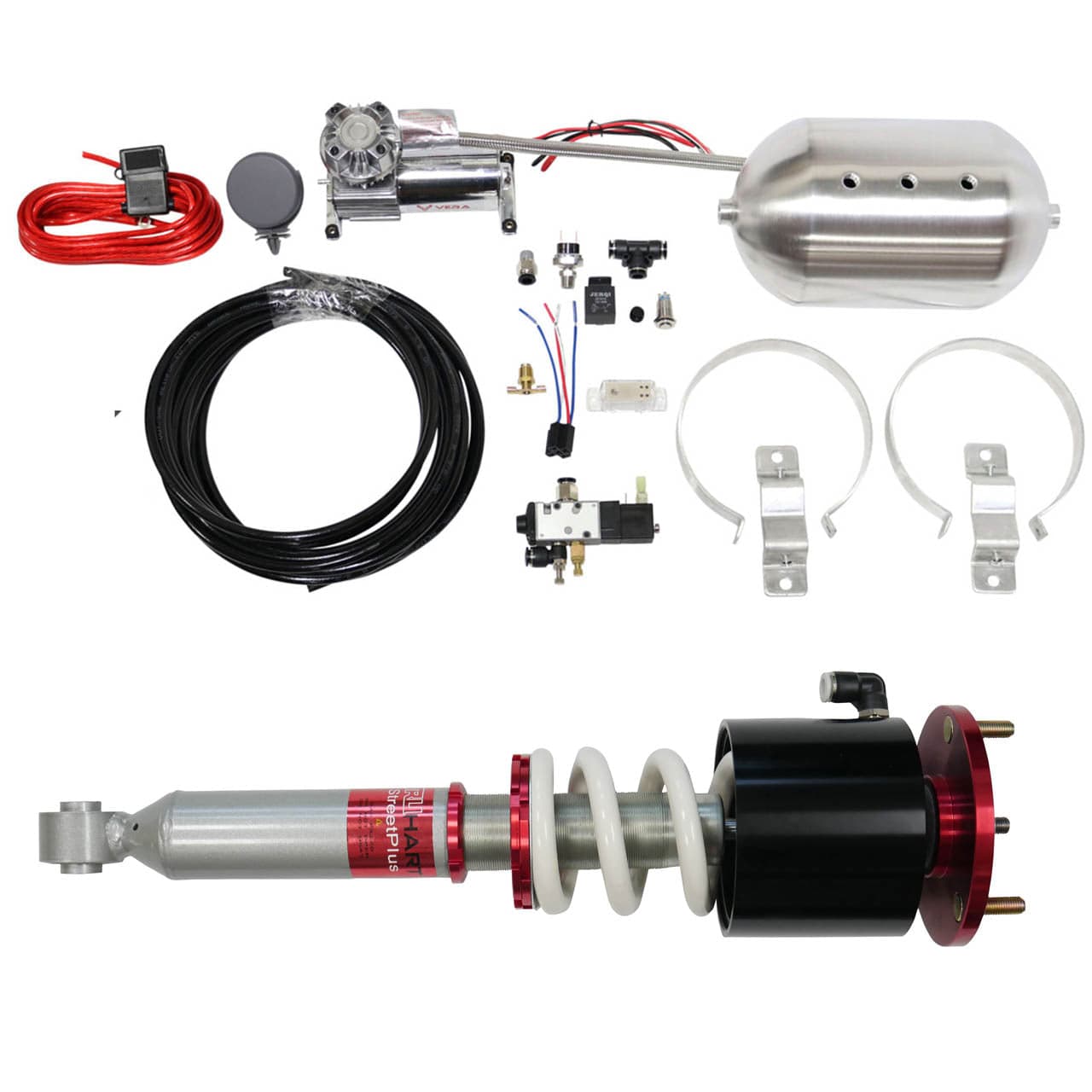 TruHart StreetPlus Coilover Kit with 2 Front Air Cups & (Gold) Control System for 1999-2005 BMW 3-Series (E46) TH-B803-VACF-20+TH-ACK02