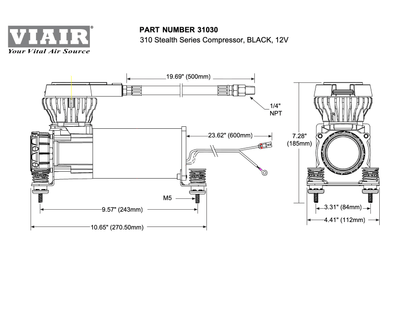 VIAIR 310 Stealth Series Compressor (Black) - 200 PSI 31030